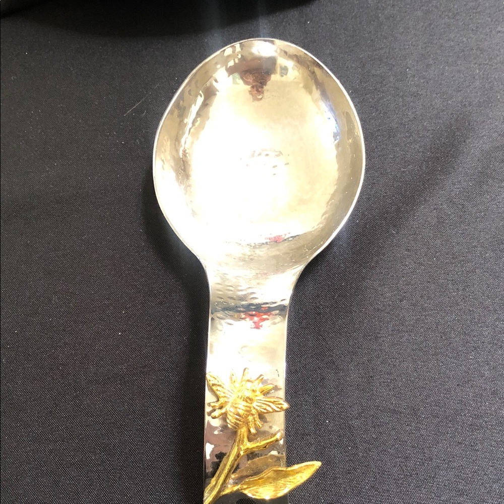 Silver Spoon with Gold Flower Accent